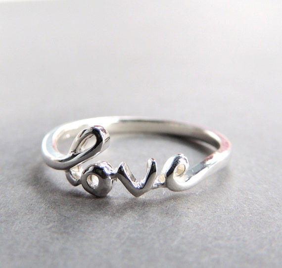 Cursive Love Ring in Sterling Silver Silver Love Ring