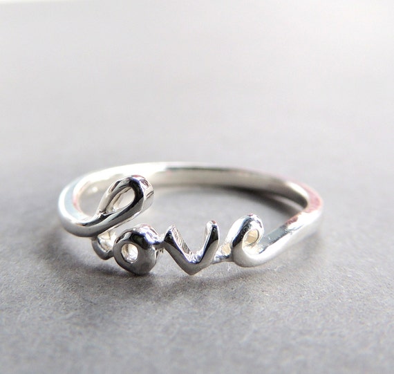 Sterling Silver Love Ring Silver Jewelry Silver by KissingRavens