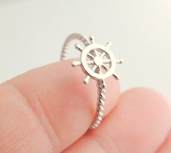Nautical Sterling Silver Jewelry Ring, Helm, Pirate, Ship, Coin, Rope ...