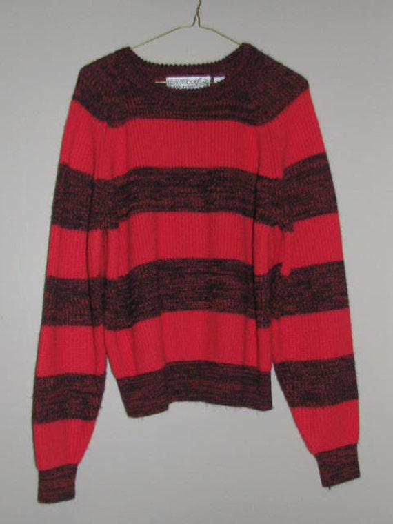 90's KURT Cobain STRIPED Sweater // Red and Black Knit