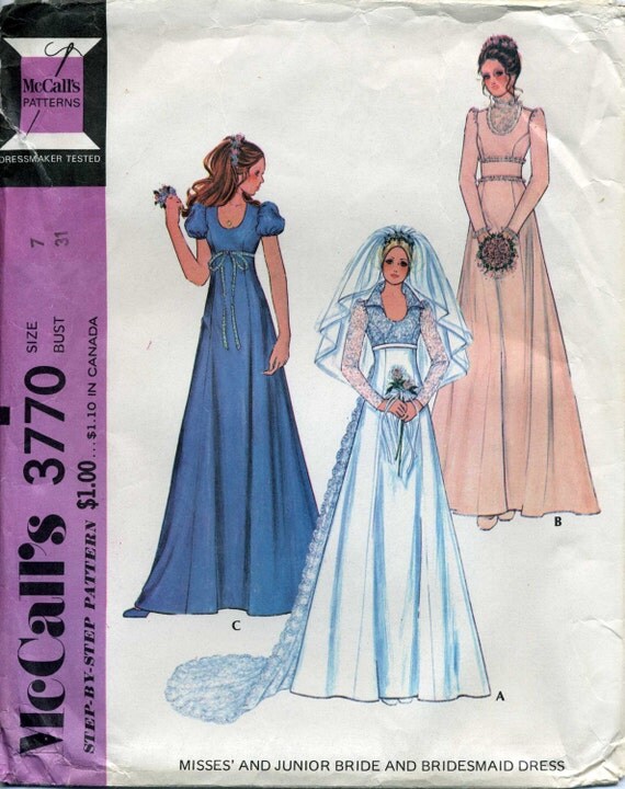 McCall s 3770 Wedding  Dress  Pattern  boho  hippie  style