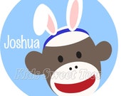 Easter bunny sock monkey boy version- personalized - digital image Il_170x135