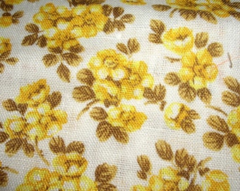 Golden floral linen yardage from the 70's.