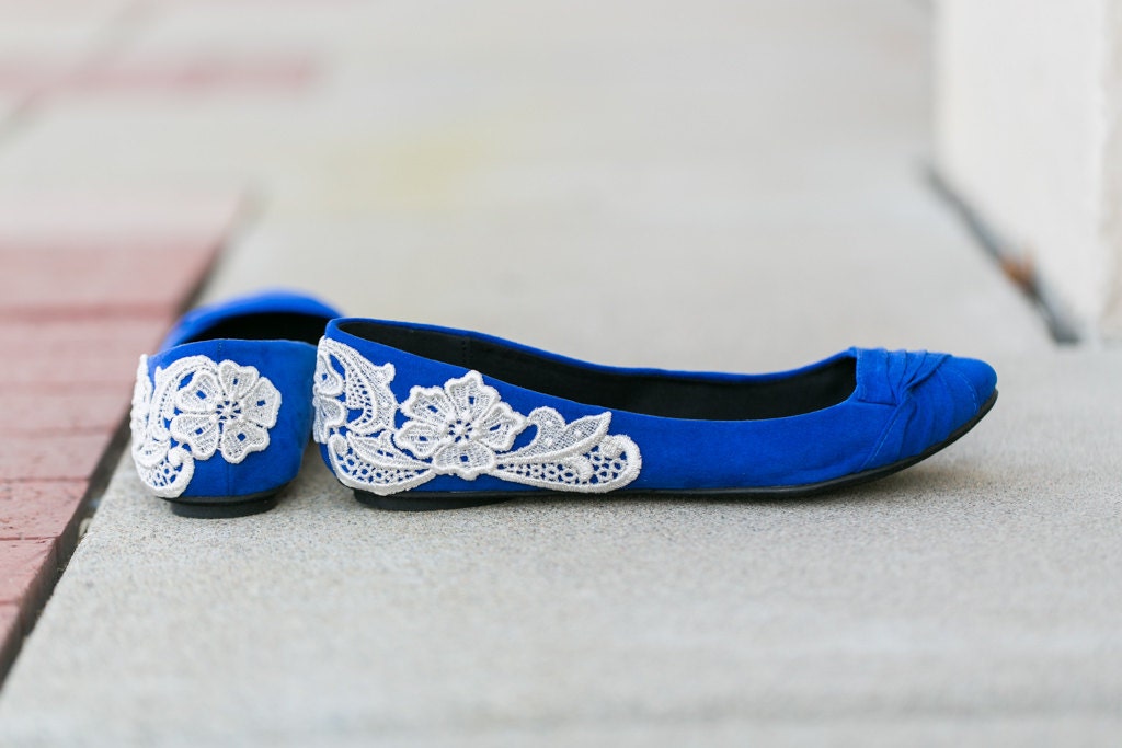  Wedding  Shoes Cobalt Blue  Bridal  Ballet Flats  by walkinonair