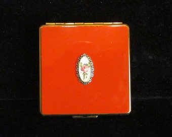 Vintage 1930s Compact Enamel Compact Guilloche Compact Powder Compact Mirror Compact Art Deco Compact Made in USA Excellent Condition