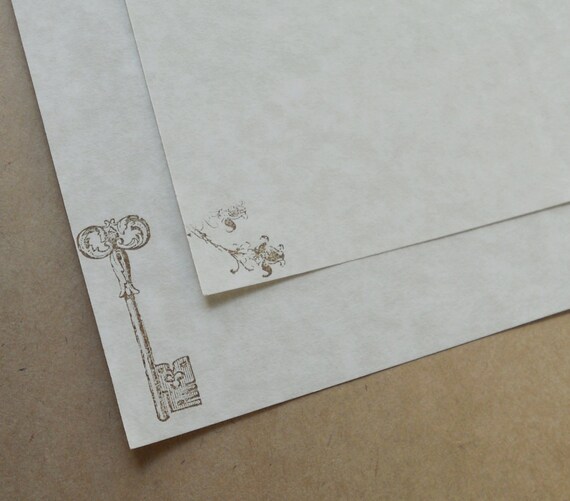 Parchment paper stationery set. Writing paper with old world