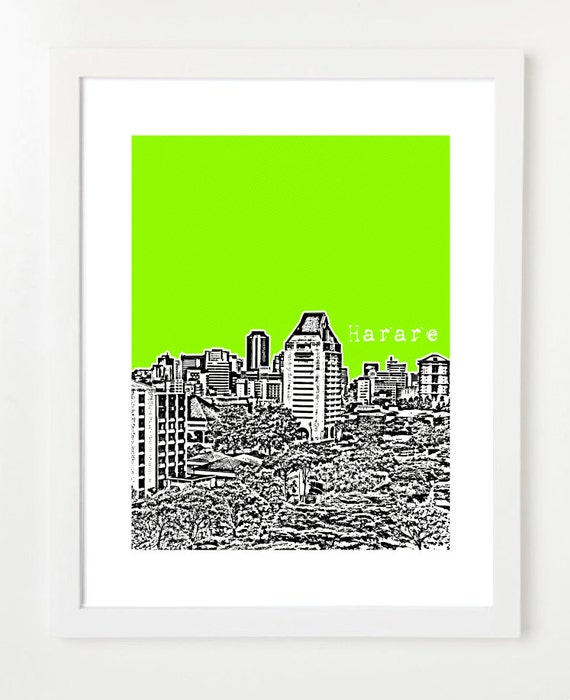 Harare Zimbabwe Poster Skyline Art Print Downtown Harare