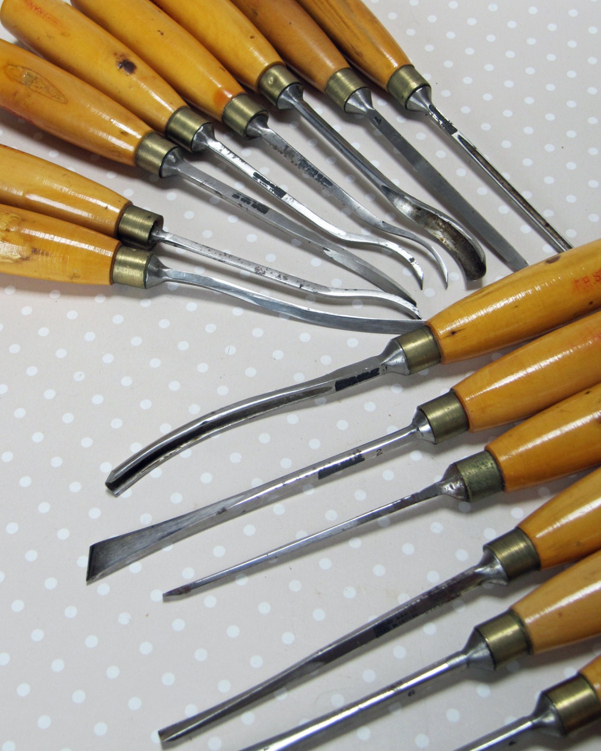 Vintage Set of 15 Ashley Iles Wood Carving Gouging Turning