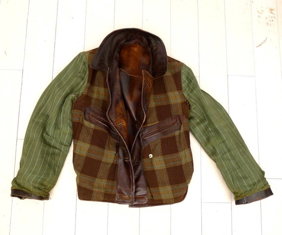 Vtg 1930s/40s Brown Leather Motorcycle Flight Bomber Jacket