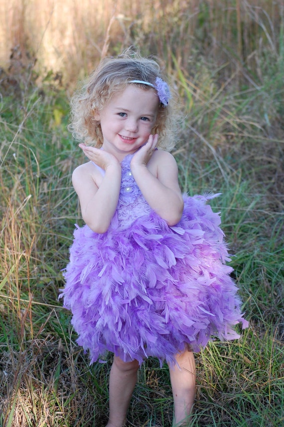 bride flower girl Birthday Surprise Couture Feather Dress pink