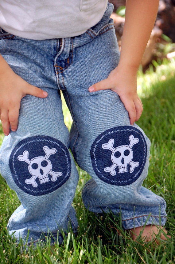 Skull Applique Iron On Knee Patch For Kids Clothes