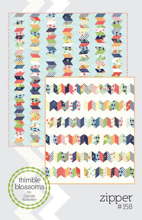 Zipper quilt pattern by Thimble Blossoms jelly roll quilt
