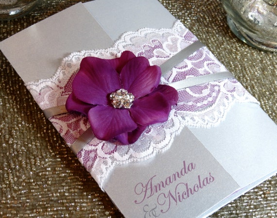 Purple Lace Wedding Invitations 4