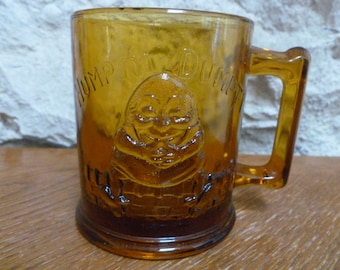 Vintage Amber Glass mug Humpty Dumpty Tom Tom Pipers Son Indiana Glass
