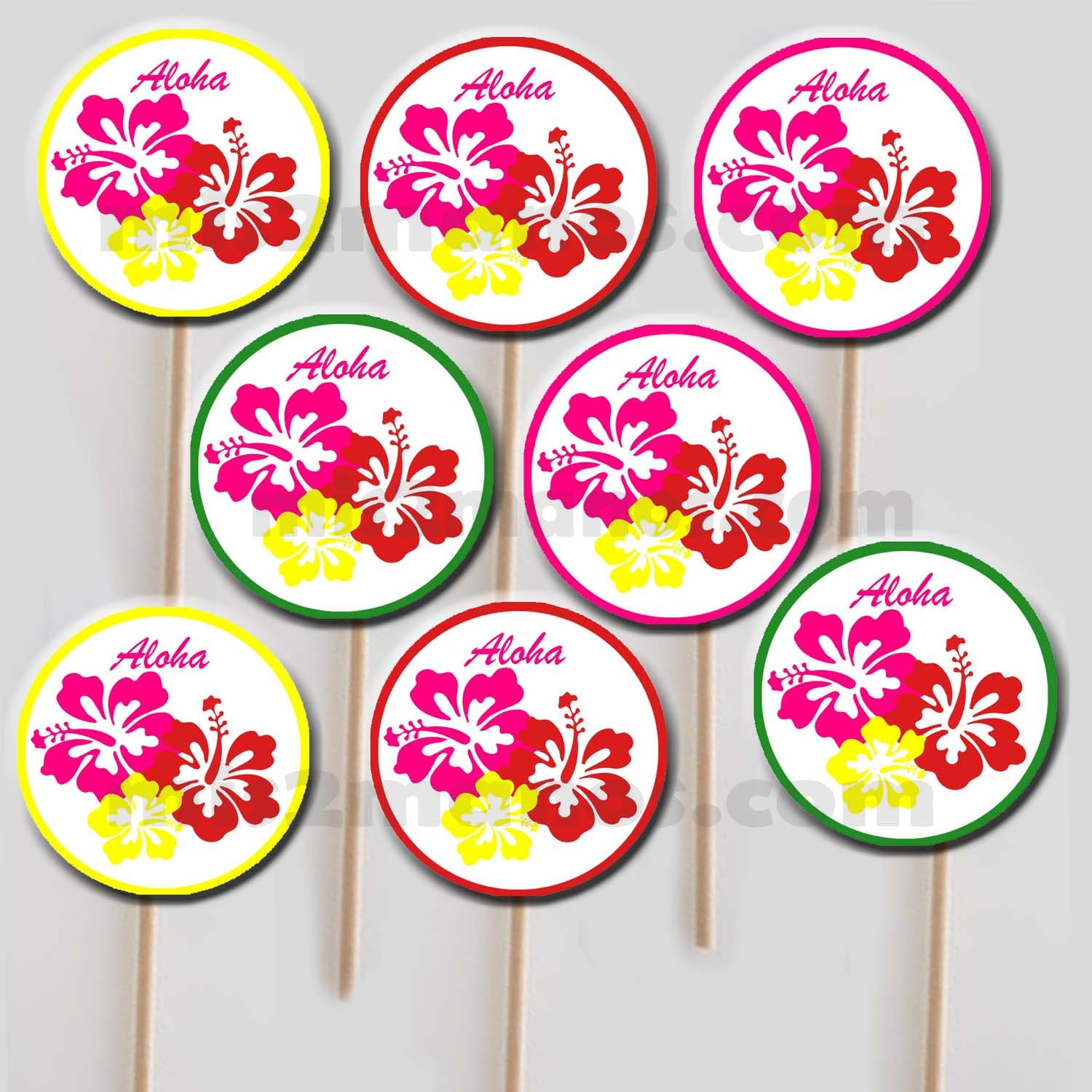 Cupcake Toppers Luau Cupcake Wraps Printable Diy Personalized 9223