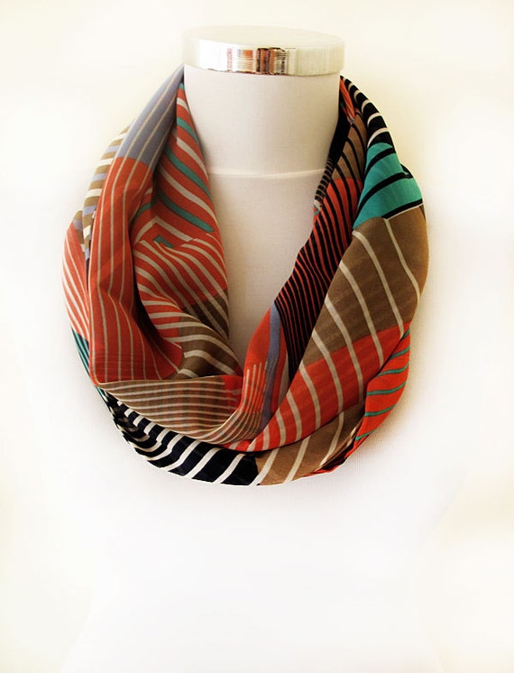 Download Items similar to infinity scarf, multi color, Aztec Print, color block Loop Scarf, chevron scarf ...