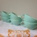 Pyrex Family Flair, Sea Isle, Turquoise, Cups, Set of Six, Plus One Bowl