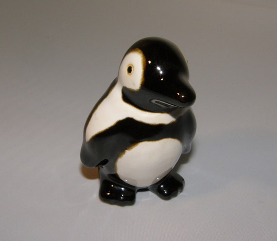 Vintage Penguin Figurine Happy Penguin Black and White