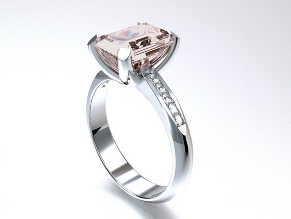 Morganite engagement ring White Gold Emerald by TorkkeliJewellery