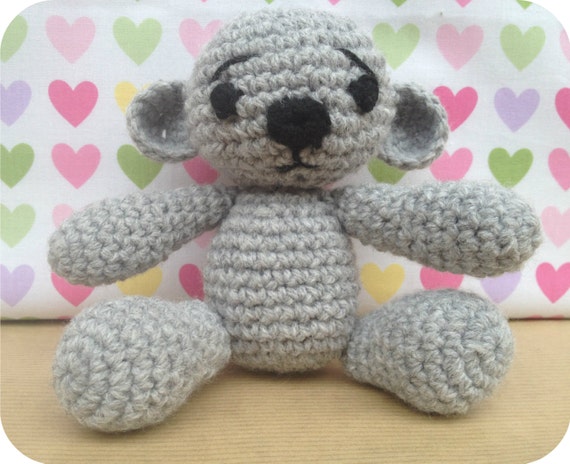 Amigurumi grey teddy bear soft baby toy