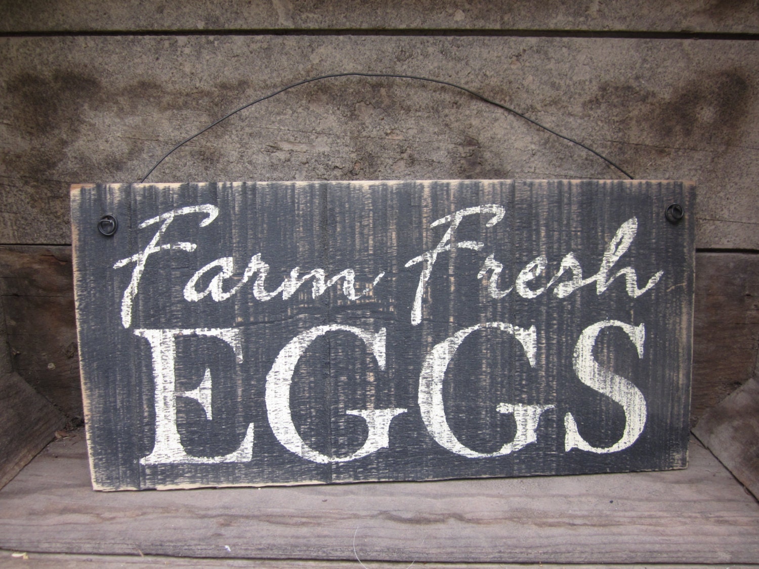 Farm Fresh EGGS Distressed and Rustic Sign Reclaimed Wood