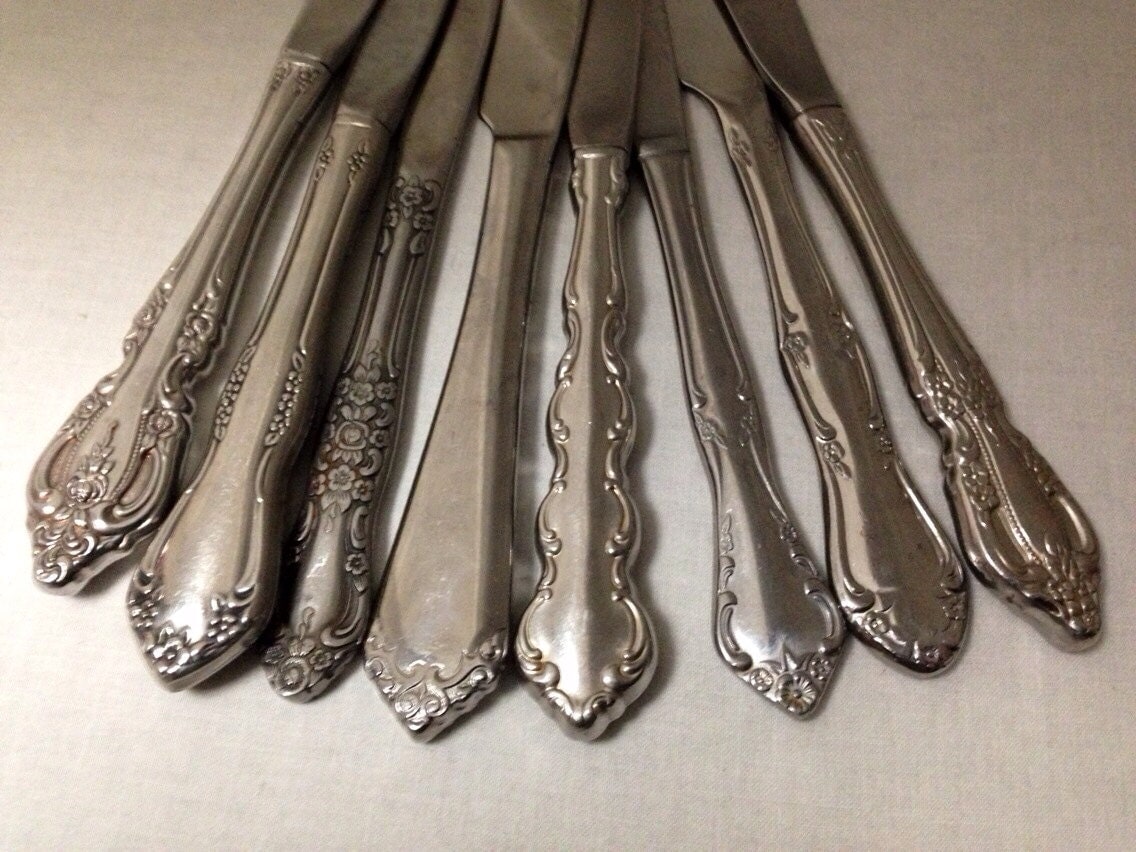 SALE Vintage Mismatched Fancy Flatware Set of 8 by YourMomSupply