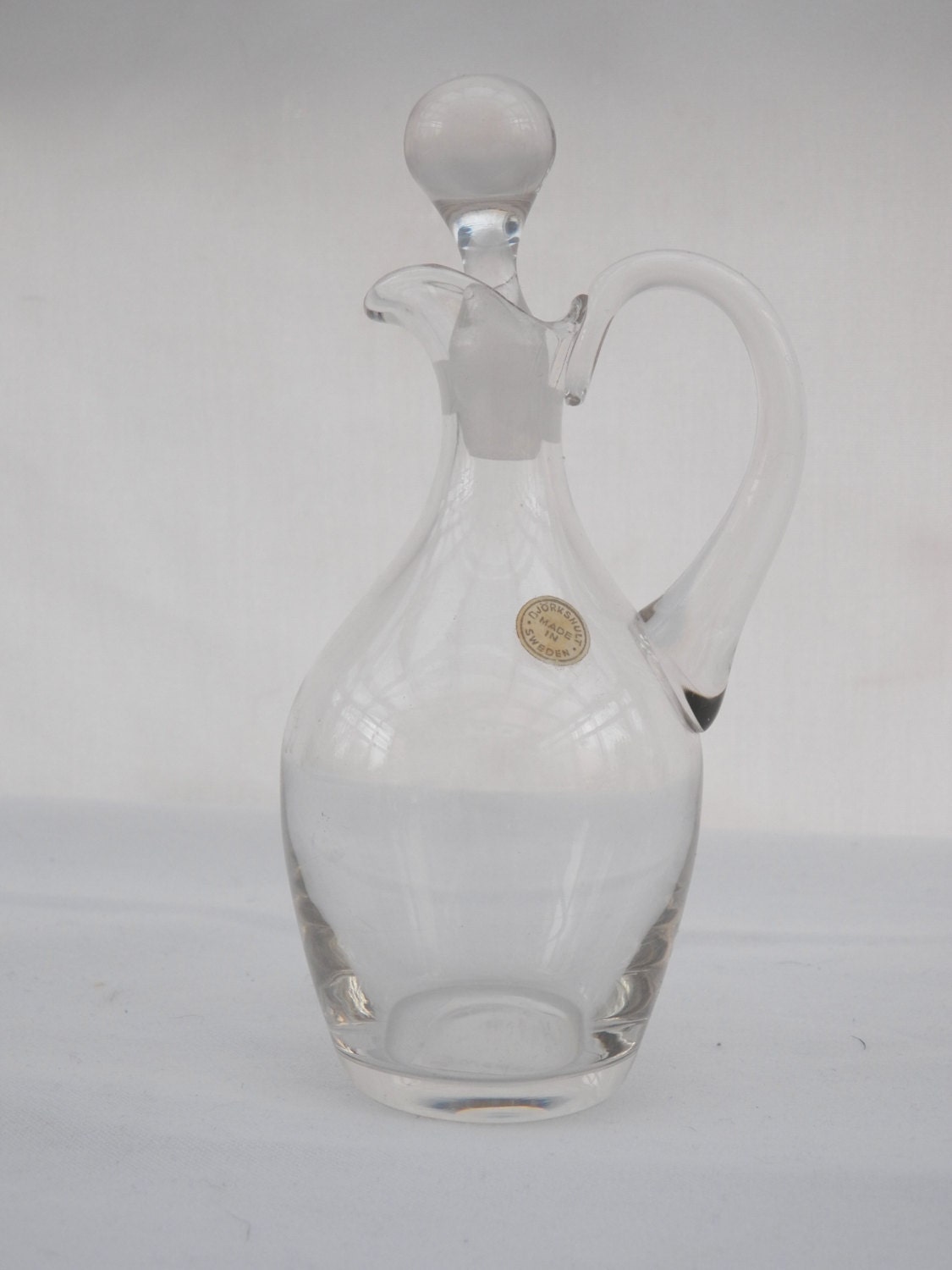 Vintage Sweden Bjorkshult Hand Blown Glass Oil Cruet Bottle