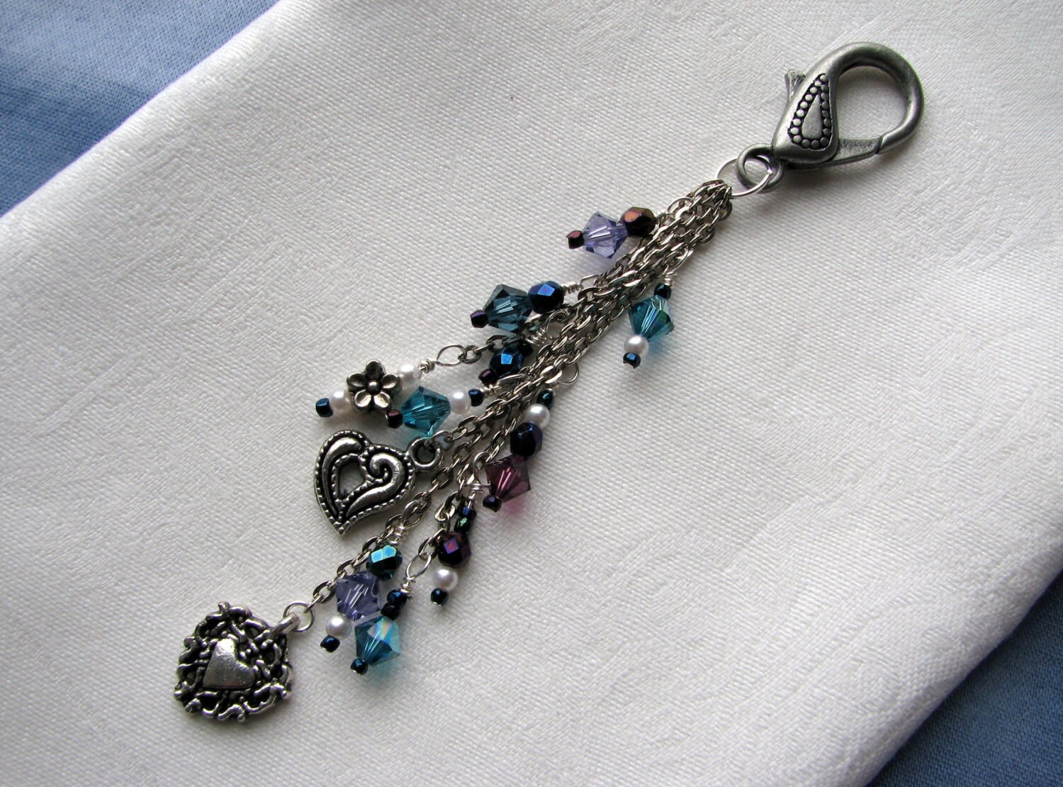 Zipper Pull Purse Pull Charms Hearts and Flowers by annesz on Etsy