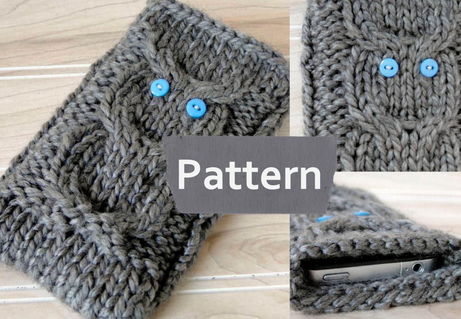 PDF PATTERN Instant Download Knit Iphone 5 Owl cozyknit