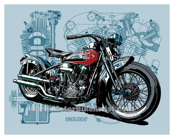 Vintage Motorcycle Drawing