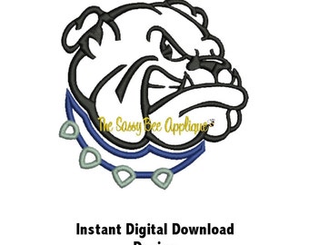 DD BULLDOG Applique - Machine Embroidery Design - 3 Sizes - Instant Download