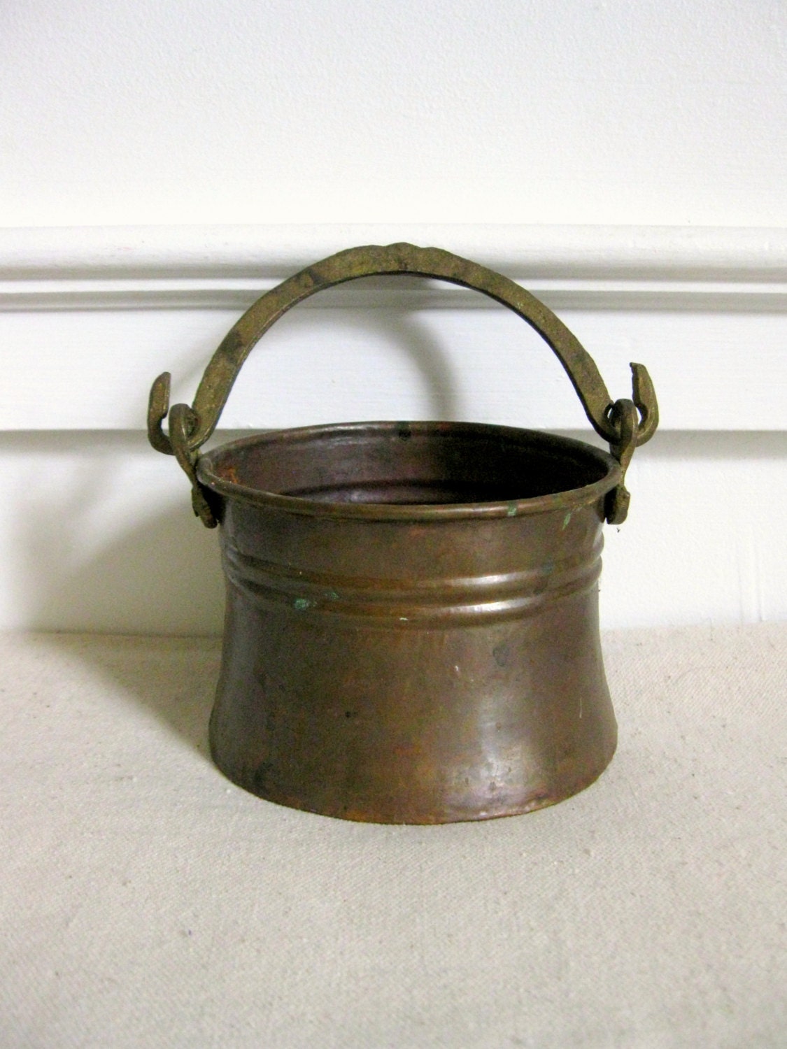Vintage Copper Pot Small Copper Bucket with Brass Handle