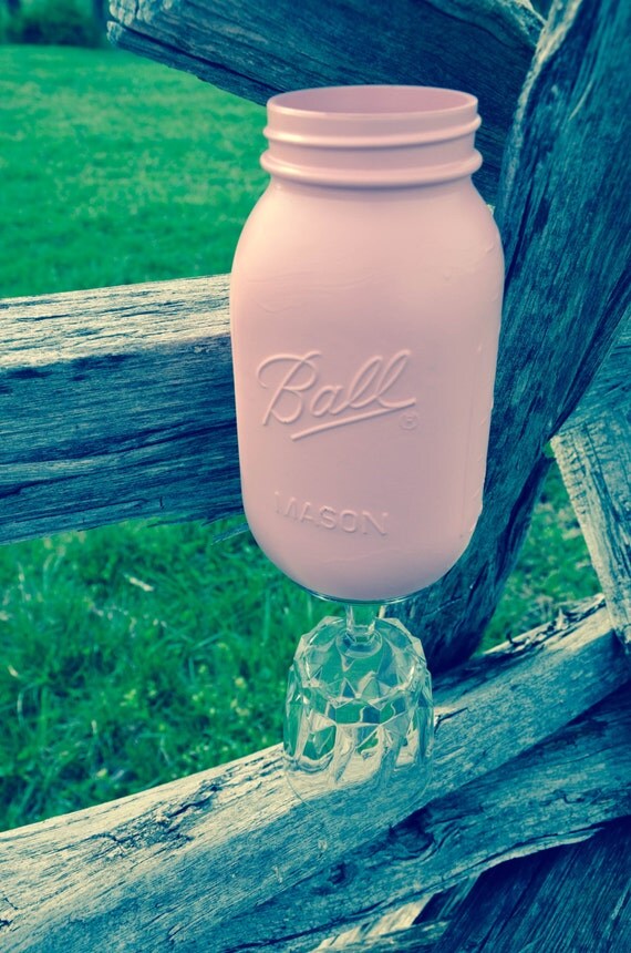 Items similar to Pink Ball Mason Jar Vase on Etsy