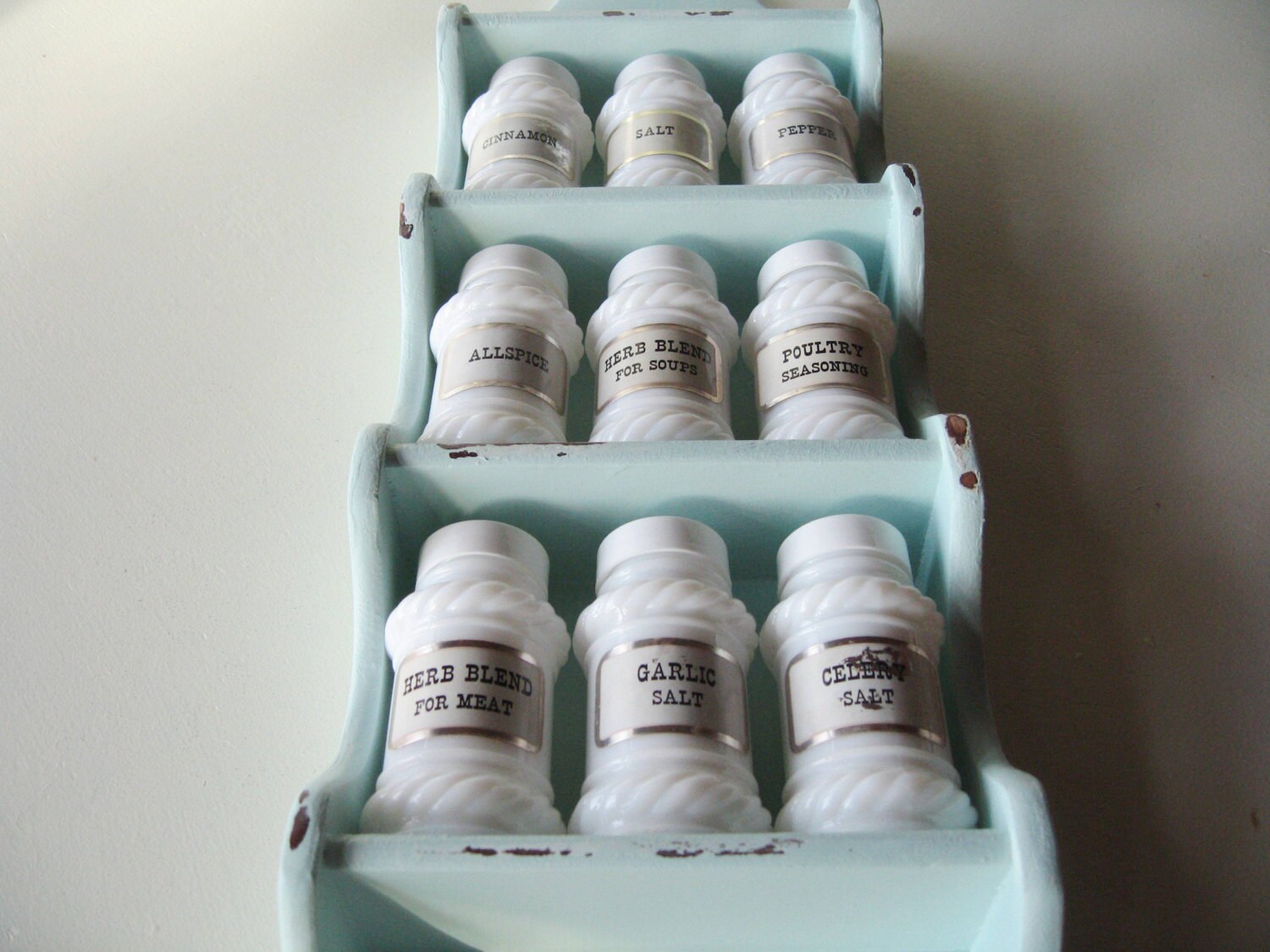 Milk Glass Spice Jars Spice Rack Vintage Kitchen Retro