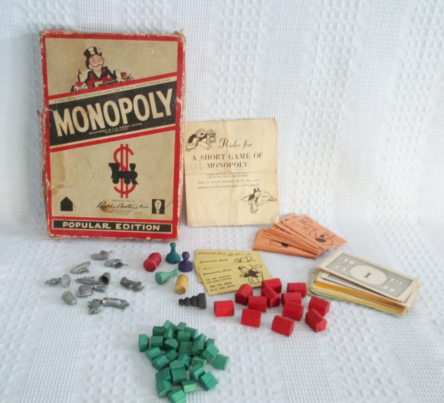 Monopoly wooden pieces