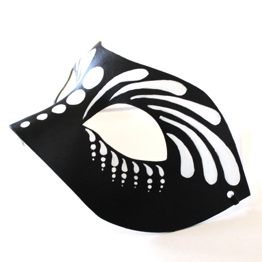 White and black masquerade mask for men black male