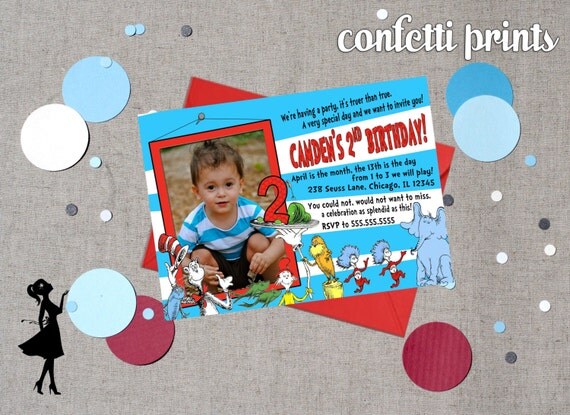 DR SEUSS Birthday Invitation / Photo Card Printable Il_570xn