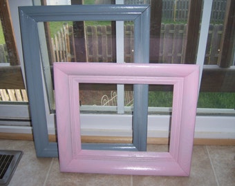 Shabby Chic Pink and Gray Picture Frames Upcycled Cottage Style