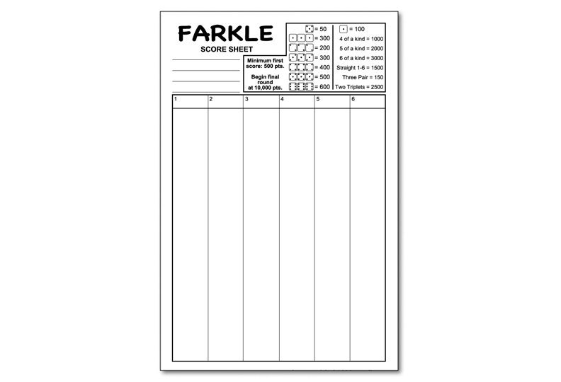 Items Similar To Farkle Score Pad 5 5 X 8 5 With 50 Sheets Black On Etsy