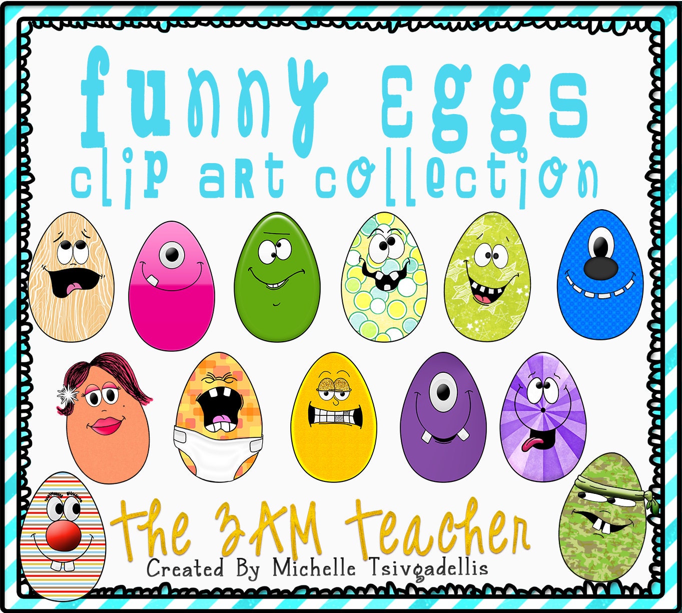 Funny-Faced Easter Eggs Clip Art