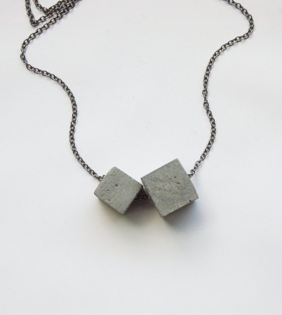 Concrete Duo Necklace Minimal Cement Jewelry By Mapleandmauve