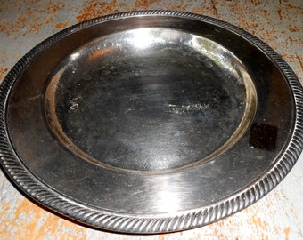 Vintage Tray, Silver, W M Rogers, Platter, Round, Floral, Scroll Design, Serving Platter