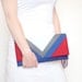 SPRING SALE 20% OFF Geometric navy blue grey white red felt clutch bag