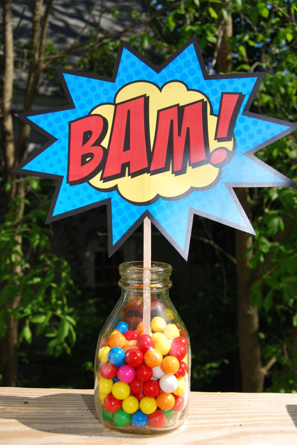 Superhero Party Signs Boom Pow Zap Bam Pop 8.5 x 11