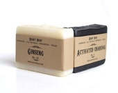 MEN Soap Set - Natural Unscented (Vegan) soap  - Activated Charcoal soap - Ginseng Soap