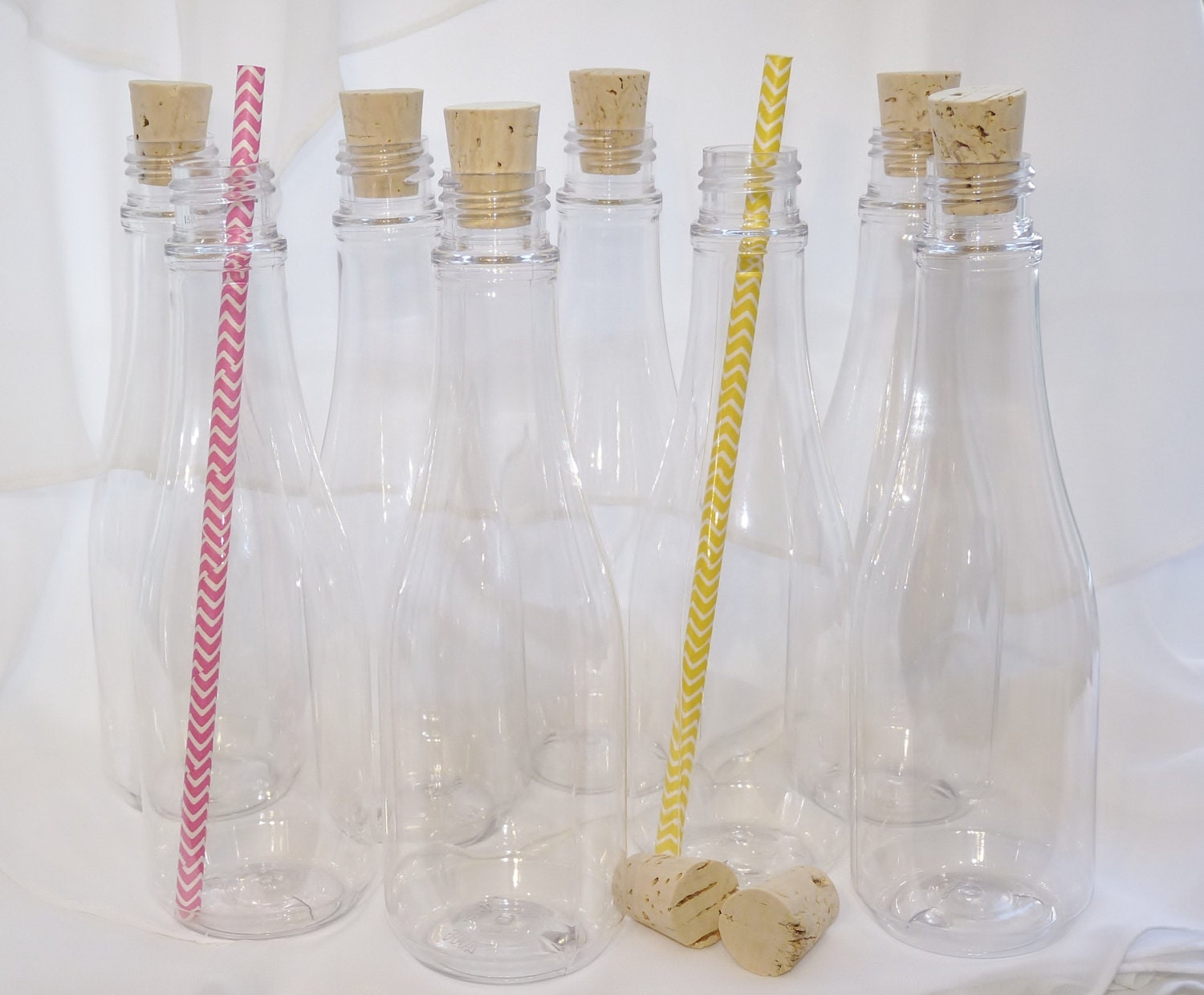 CORK BOTTLES new 8ounce Party Drink / Favor Sized Clear Food
