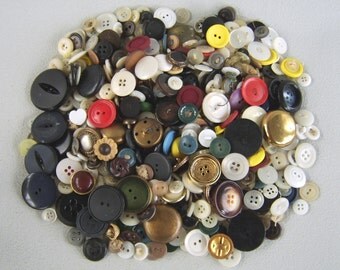 Vintage Buttons 1 Pound Lot Mixed