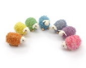 rainbow set of 7 Crochet sheep -  nursing decor, baby shower decorations.