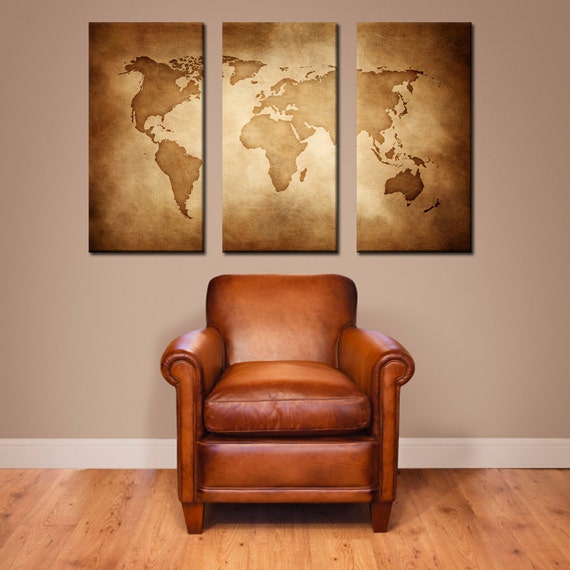 Vintage World Map Canvas by ANCHORandVINE on Etsy