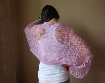 Knitted Shrug Bolero Summer Shrug Lace Pink